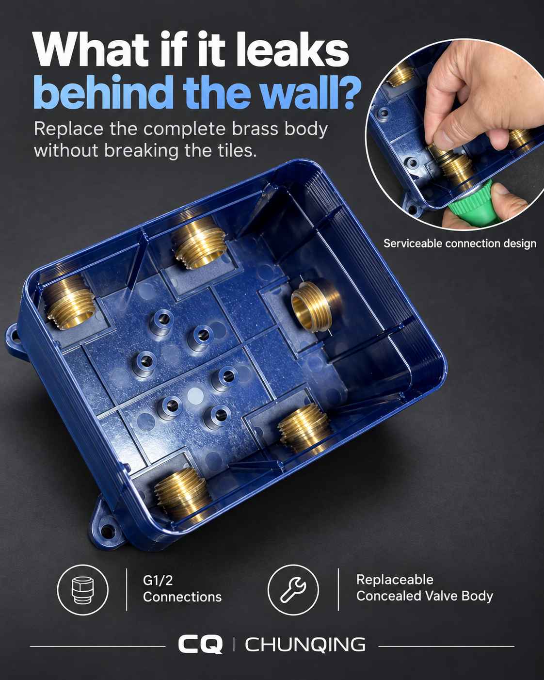 Serviceable concealed shower box with secure PPR pipe connections
